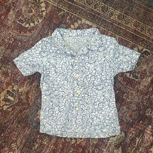 ⭐3/$15⭐ Baby GAP Hawaiian Blue/White Floral Button Down Cotton Shirt 2Y